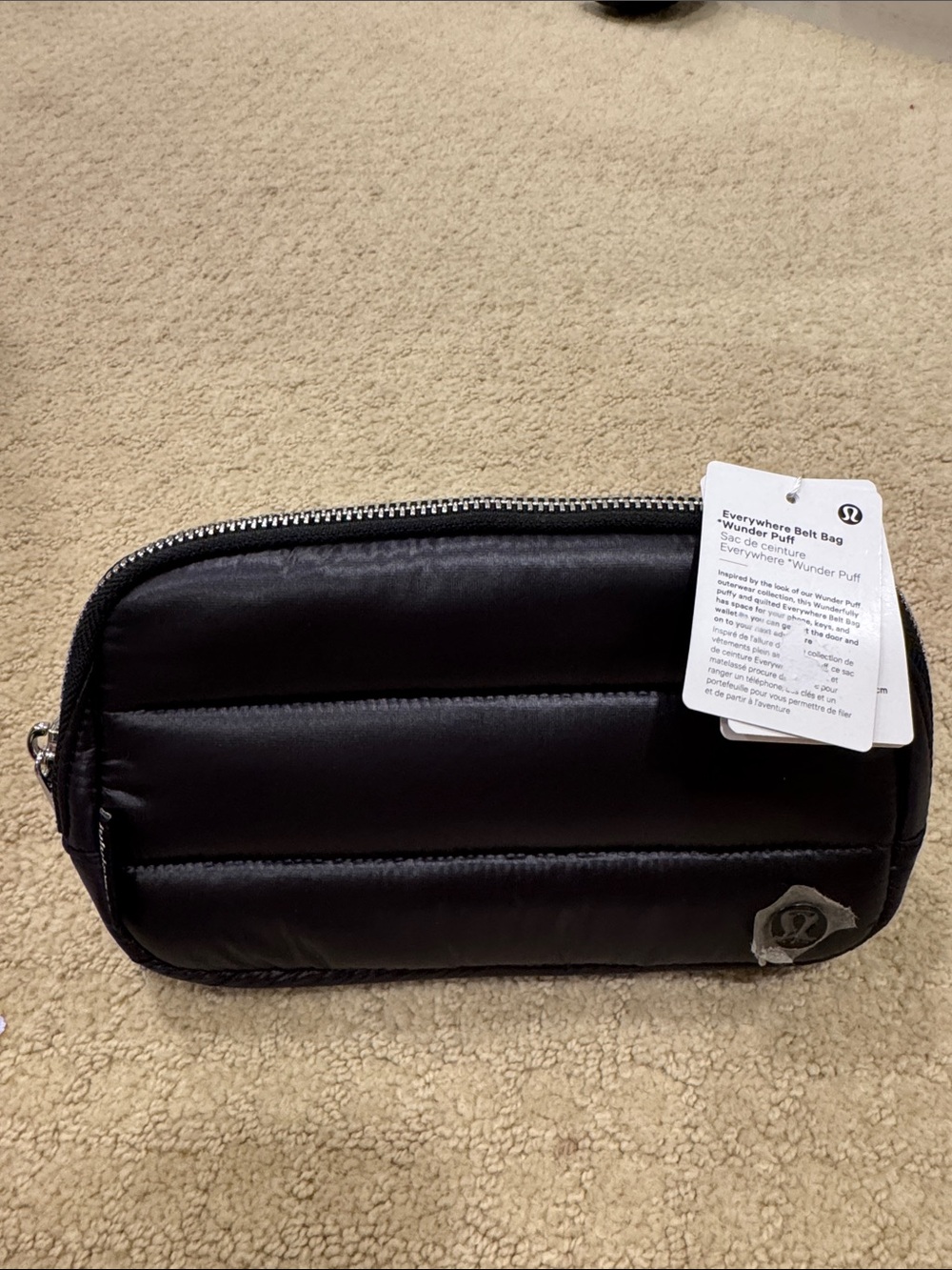 lululemon athletica Black everywhere belt bag wunder puff